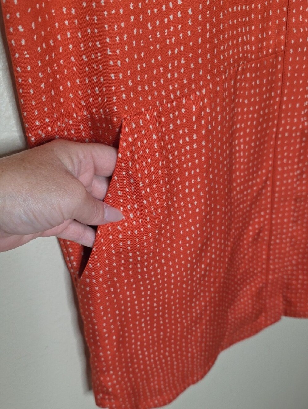 Fossil Silk Sleeveless Popover Tunic Top Coral Red Geometric US 4 Boho Casual - Picture 7 of 12